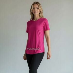 Bally Total Fitness Dark Berry Pink Performance Active Short Sleeve Tee Size L
